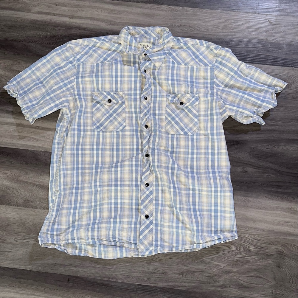 Cabela's Pearl Snap Western Plaid Shirt Short Sleeve Men's LARGE